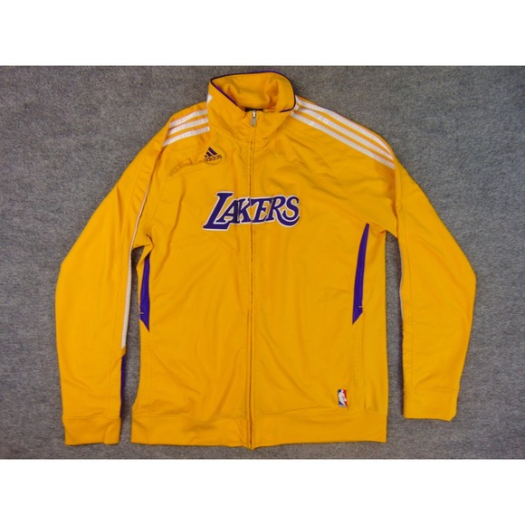 Los Angeles Lakers Track Jacket Mens XL Zip Up Yellow Purple Adidas - Picture 2 of 8